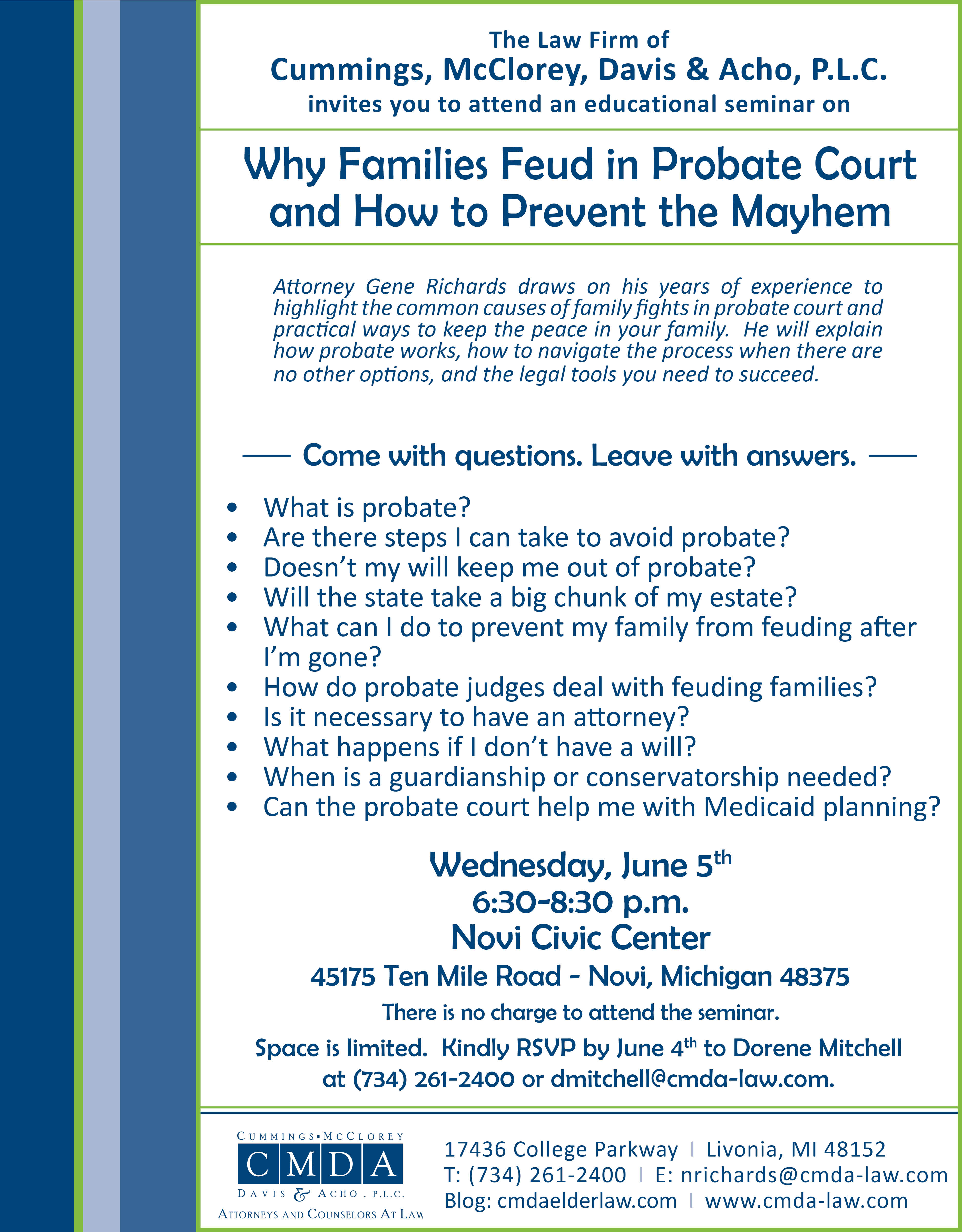 Why Families Feud in Probate Invite 6.5.19